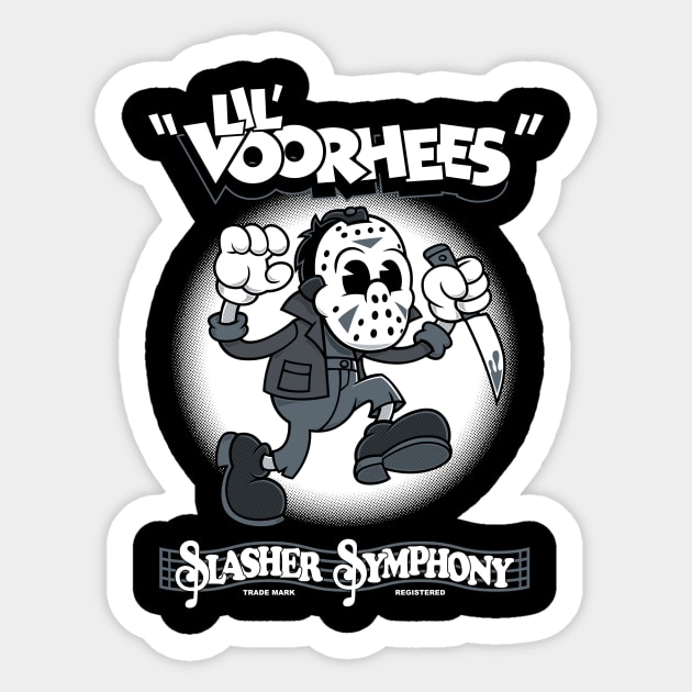 Lil' Voorhees - Creepy Cute Horror - Vintage Cartoon Rubberhose Slasher Sticker by Nemons